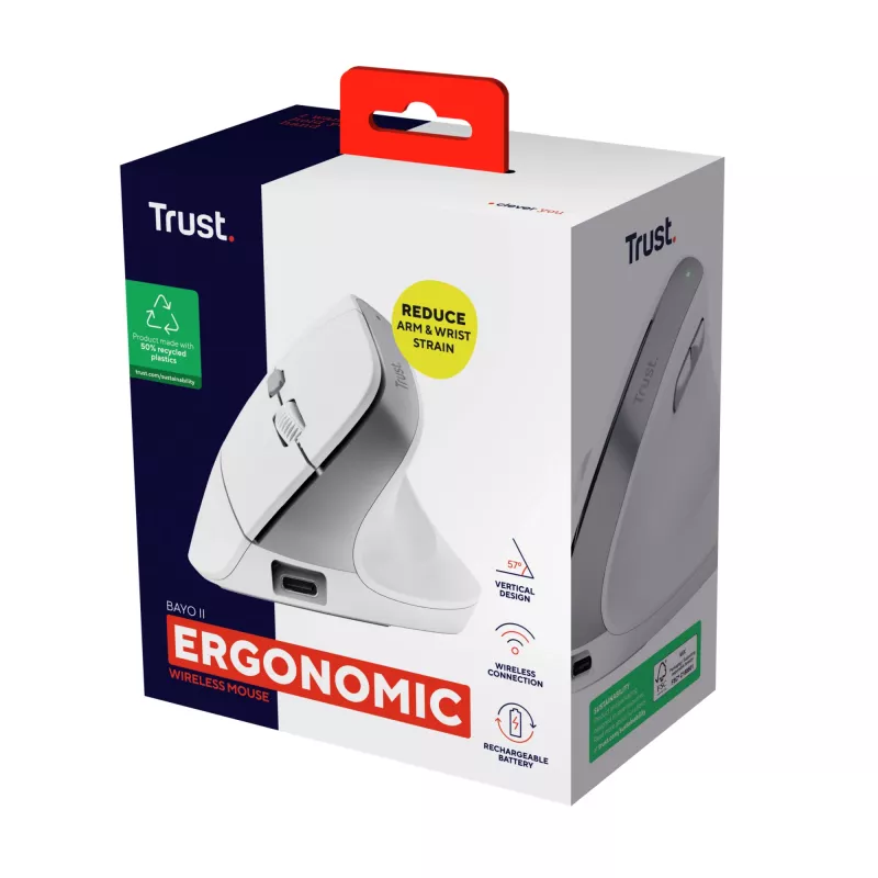 Trust Bayo II ratón oficina diestro RF inalámbrico óptico 2400 DPI