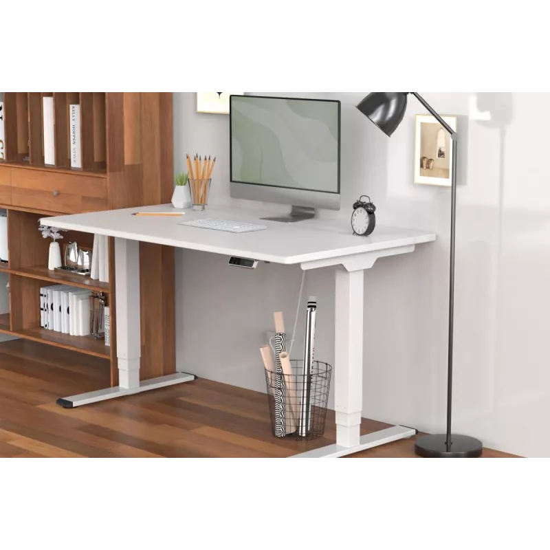 Bastidor de mesa con altura regulable eléctrica DIGITUS, doble motor, 3 niveles, blanco