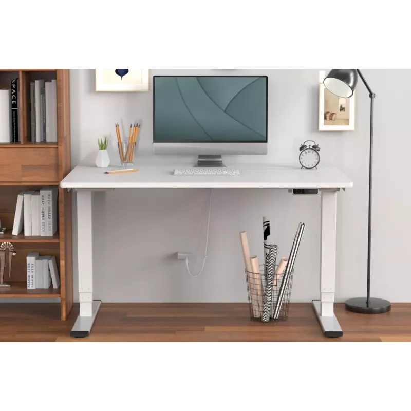 Bastidor de mesa con altura regulable eléctrica DIGITUS, doble motor, 3 niveles, blanco