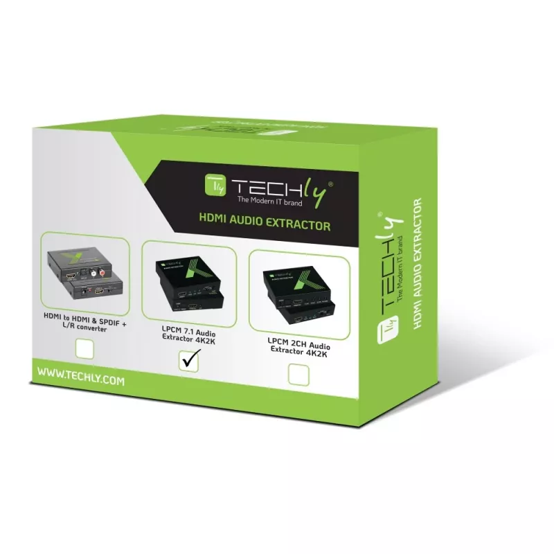 Extractor de audio Techly 7.1 LPCM HDMI 4K UHD 3D IDATA HDMI-EA74K