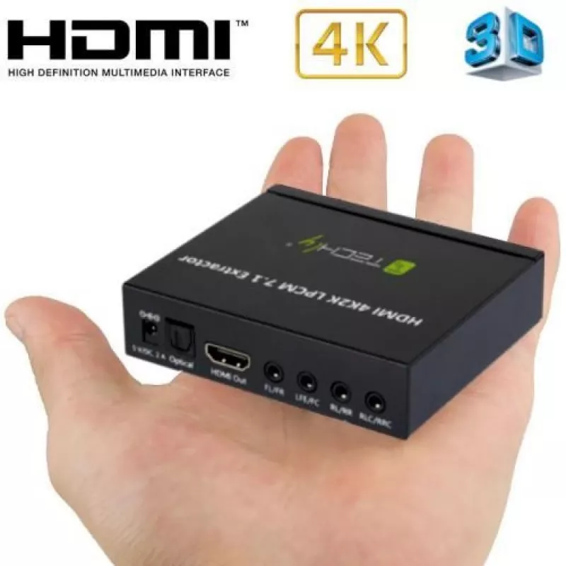 Extractor de audio Techly 7.1 LPCM HDMI 4K UHD 3D IDATA HDMI-EA74K