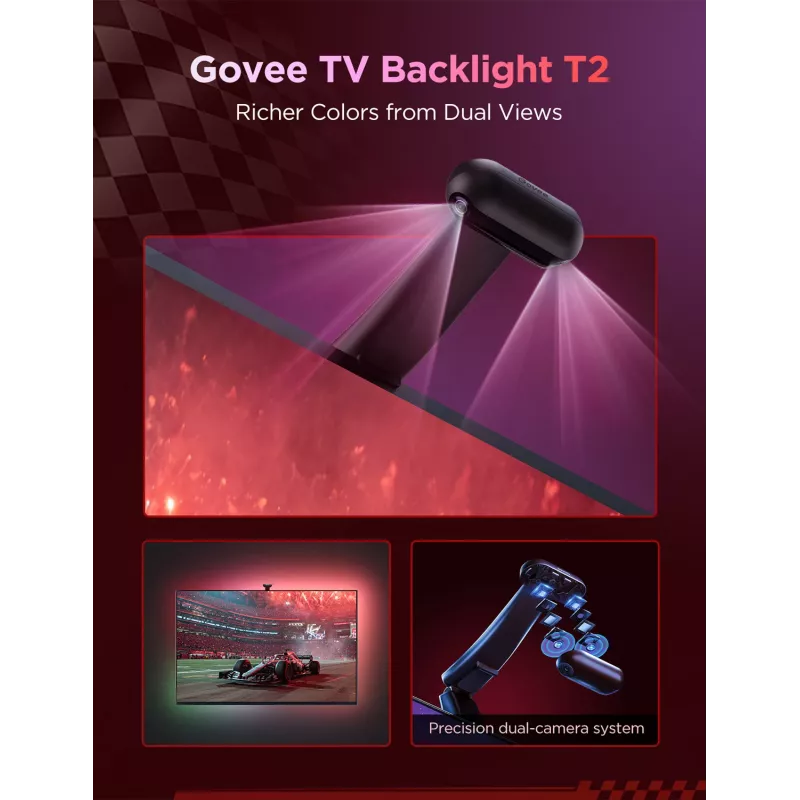 Barra de luz LED Govee Envisual TV Backlight T2 con dos cámaras para televisores de 75–85 pulgadas