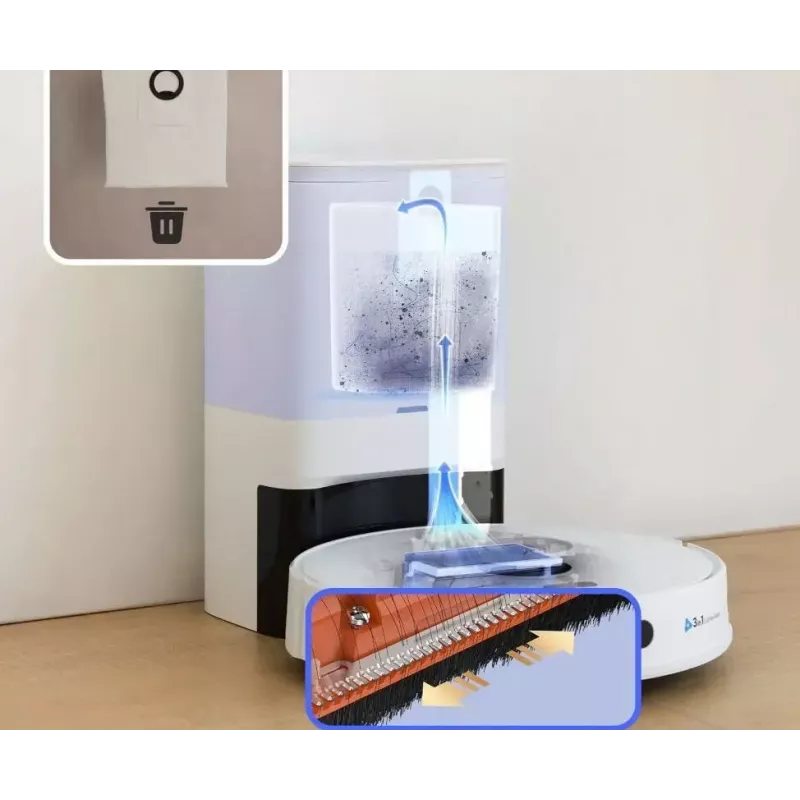 Robot aspirador EZVIZ RE5S Plus — 9000 Pa de succión, batería de 5200 mAh, 22 minutos de autonomía, función de fregado húmedo, base de autosecado