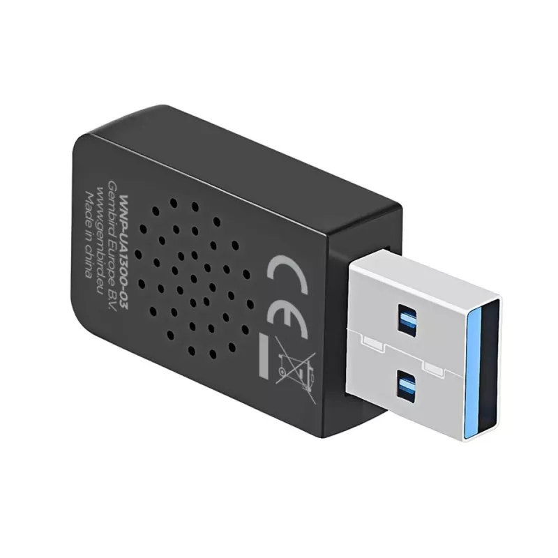 Adaptador USB Wi-Fi GEMBIRD AC1300 Dual-Band Wi-Fi 5 (RTL8812BU) 867 Mbit/s USB 3.0 antena interna negro