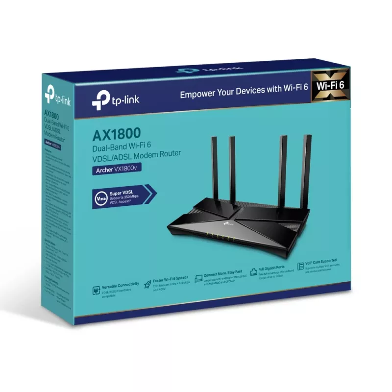 Router módem VDSL/ADSL TP-Link Archer AX1800 Dual-Band Wi-Fi 6