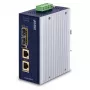 Convertidor de medios industrial PLANET 2x100/1000X SFP a 2x10/100/1000T 802.3bt PoE++
