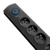 Protección contra sobretensiones QOLTEC 50104 — 4 tomas de corriente AC, 230 V, cable de 1,5 m, negro