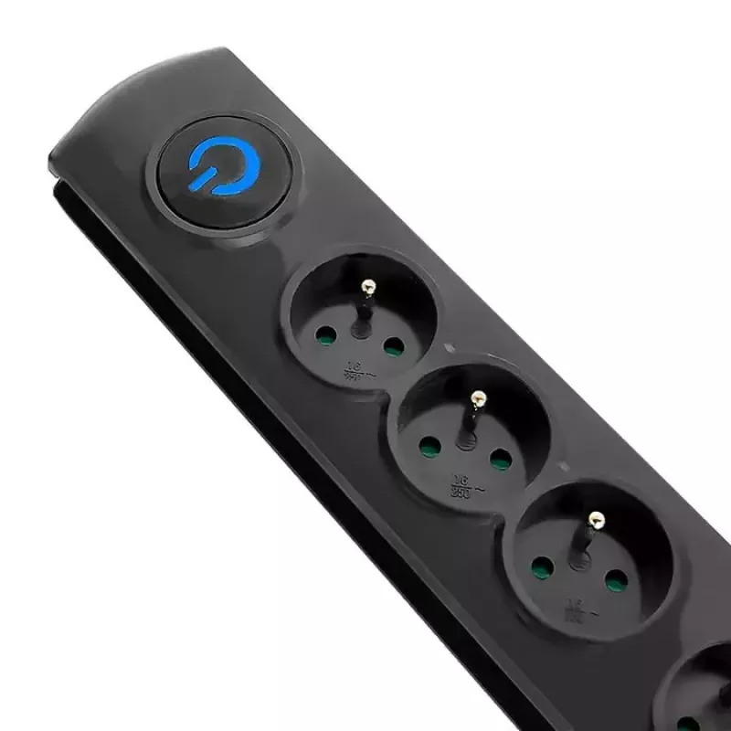 Protección contra sobretensiones QOLTEC 50104 — 4 tomas de corriente AC, 230 V, cable de 1,5 m, negro