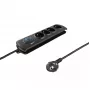 Protección contra sobretensiones QOLTEC 50104 — 4 tomas de corriente AC, 230 V, cable de 1,5 m, negro
