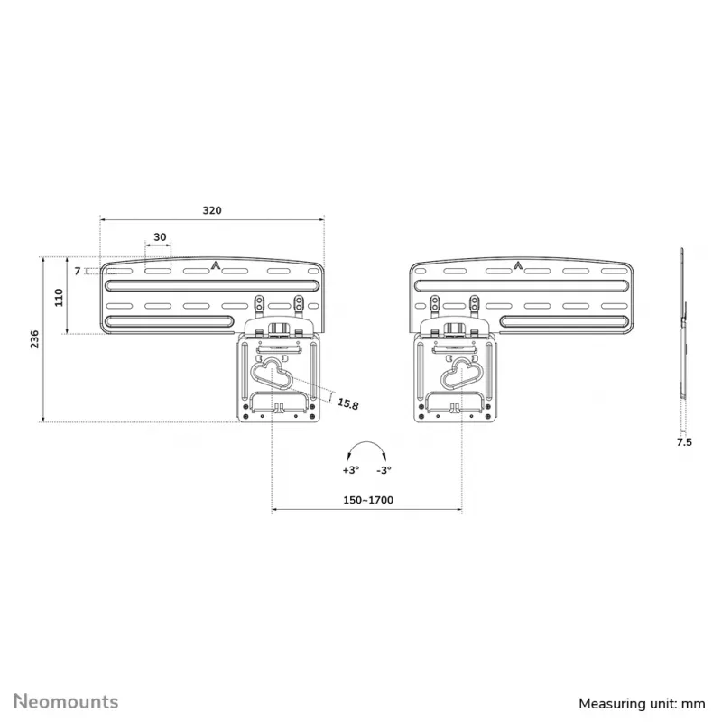 Soporte de pared para TV Neomounts WL30-265BL1 43-85