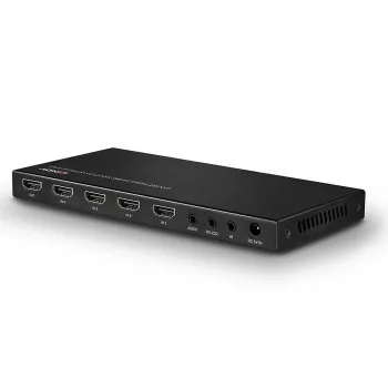 Conmutador HDMI 18G de 4 puertos Lindy con audio, HDMI, metal, negro, 18 Gbit/s, 3840 x 2160 píxeles, 5.1 canales