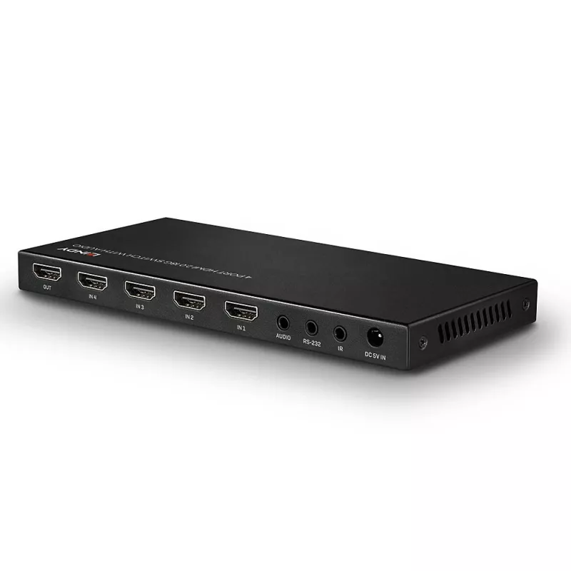 Lindy 38249 conmutador HDMI 2.0 18G de 4 puertos con audio, de sobremesa
