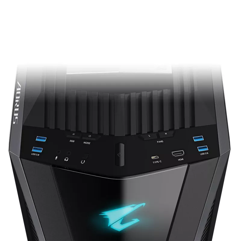 Caja de PC GIGABYTE AORUS C700 GLASS – Full-Tower, compatible con hasta E-ATX y radiadores de 420 mm, 5 ventiladores de 120 mm preinstalados, USB 3.1 Type-C, RGB Fusion