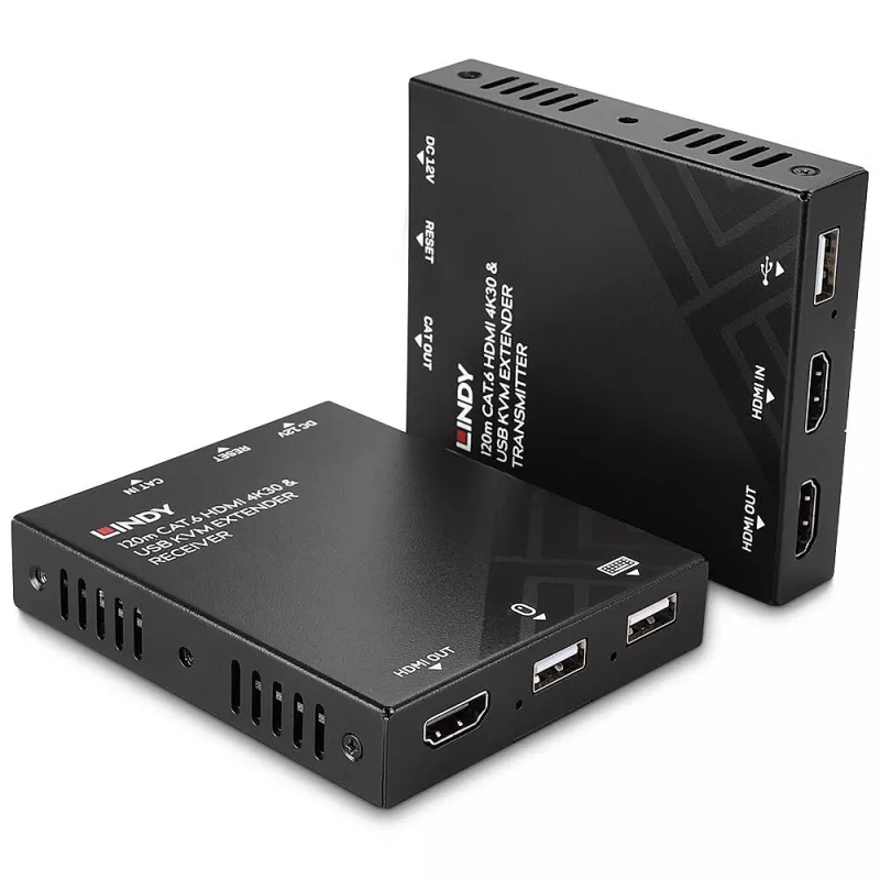 Extensor KVM Lindy 120 m Cat.6 HDMI y USB transmisor y receptor