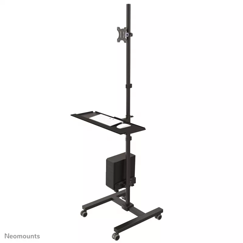 Neomounts FPMA-MOBILE1700 puesto de trabajo móvil, 10-32 pulgadas (25,4-81,3 cm), máx. 8 kg, VESA 75x75-100x100, altura 94-175 cm, acero, negro