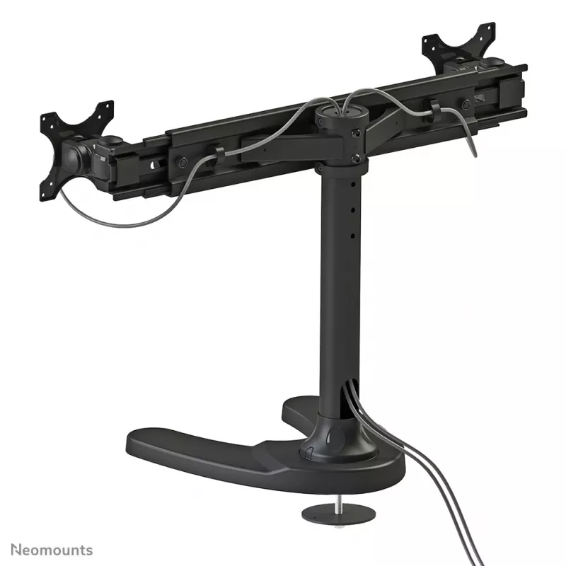 Neomounts FPMA-D700DD soporte de escritorio para dos monitores, articulado, 19-30 pulgadas (48,3-76,2 cm), 8 kg por pantalla, VESA 75x75-100x100, base/pasacables, negro