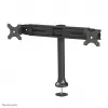 Neomounts FPMA-D700DD soporte de escritorio para dos monitores, articulado, 19-30 pulgadas (48,3-76,2 cm), 8 kg por pantalla, VESA 75x75-100x100, base/pasacables, negro