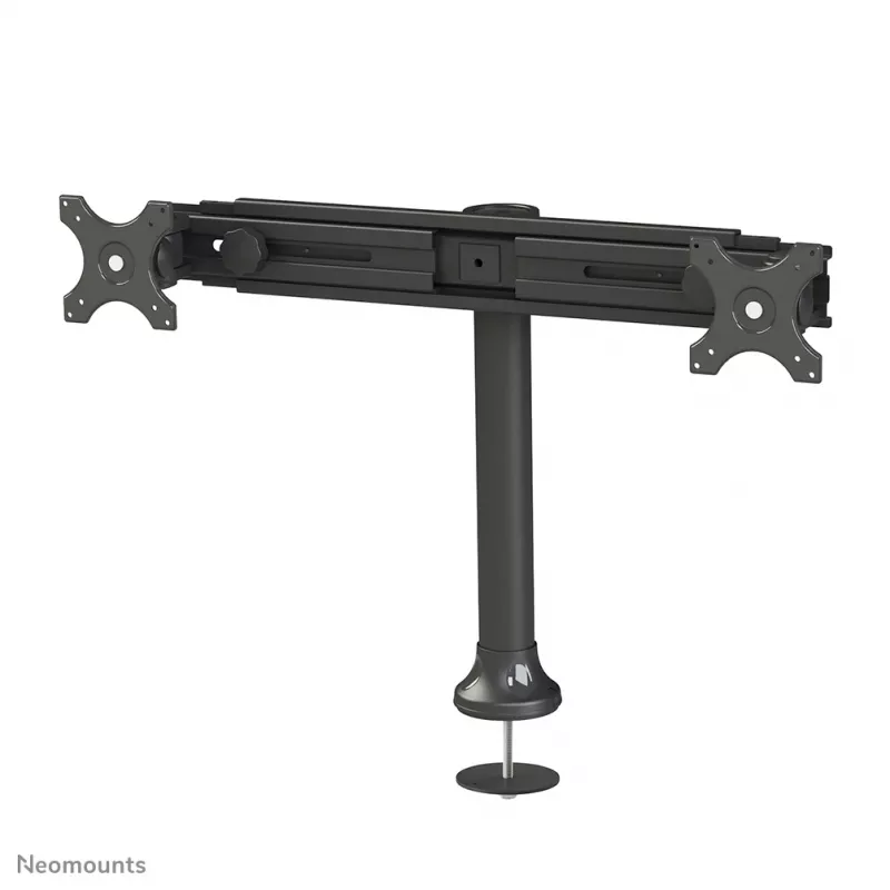 Neomounts FPMA-D700DD soporte de escritorio para dos monitores, articulado, 19-30 pulgadas (48,3-76,2 cm), 8 kg por pantalla, VESA 75x75-100x100, base/pasacables, negro