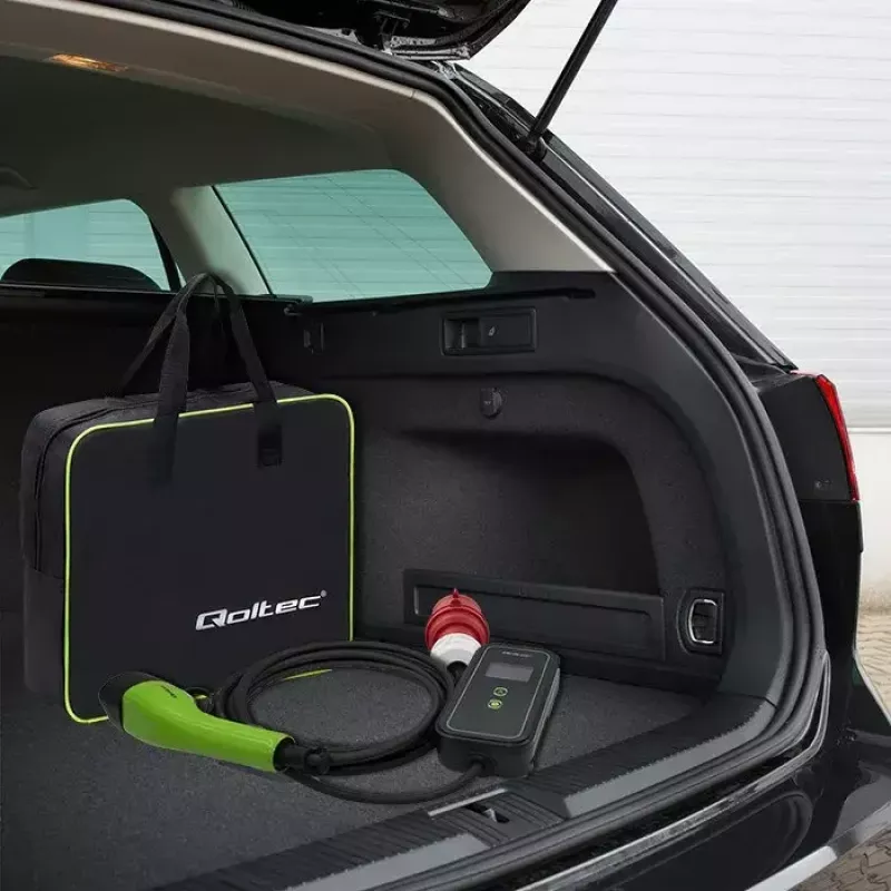 Qoltec 52471 cargador móvil para coches eléctricos 2 en 1, Type 2, 7 kW, 230 V, CEE 5 polos