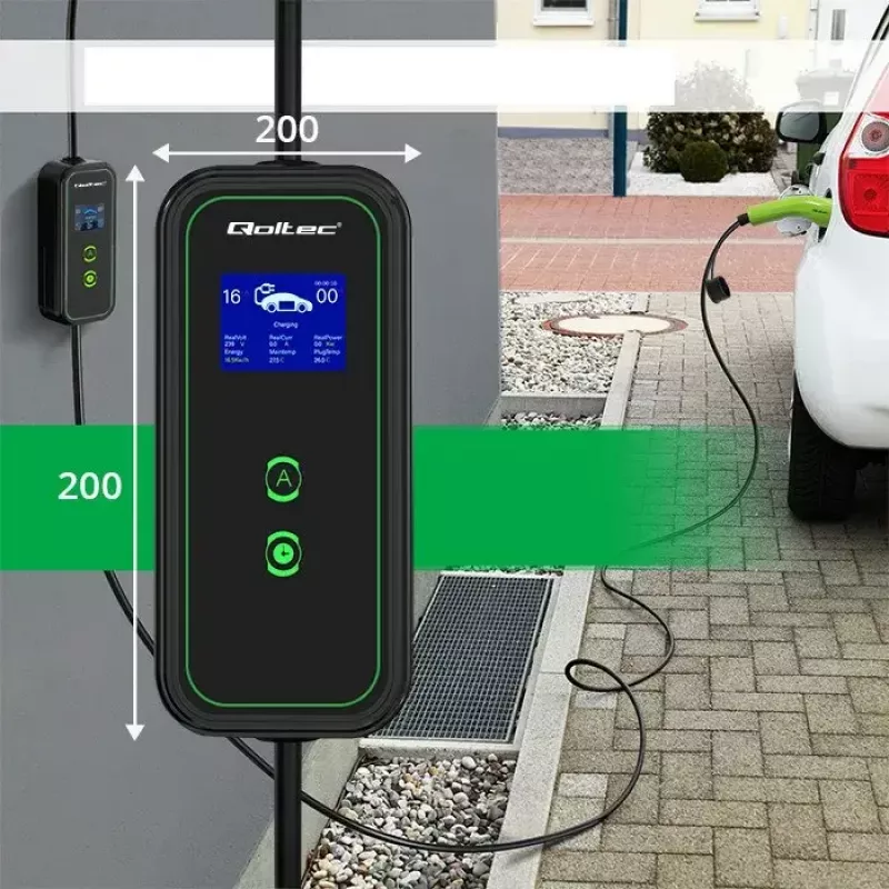 Qoltec 52471 cargador móvil para coches eléctricos 2 en 1, Type 2, 7 kW, 230 V, CEE 5 polos