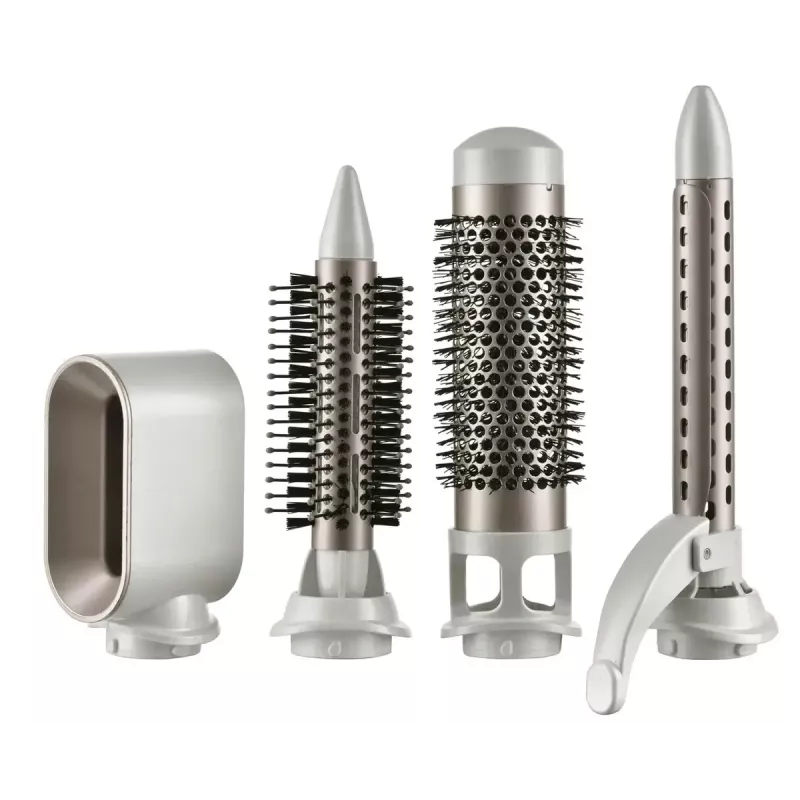 Adler AD 2027 rizador-secador 5 en 1, 1200 W, 2 niveles de calor, 5 accesorios con revestimiento cerámico, blanco/champán