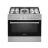 Cocina independiente de gas y eléctrica Ravanson KWGE-K90A Cheff, 90 cm, placa de 5 fuegos (wok), horno eléctrico 110 l, acero inoxidable/plateado