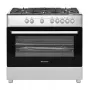 Cocina independiente de gas y eléctrica Ravanson KWGE-K90A Cheff, 90 cm, placa de 5 fuegos (wok), horno eléctrico 110 l, acero inoxidable/plateado