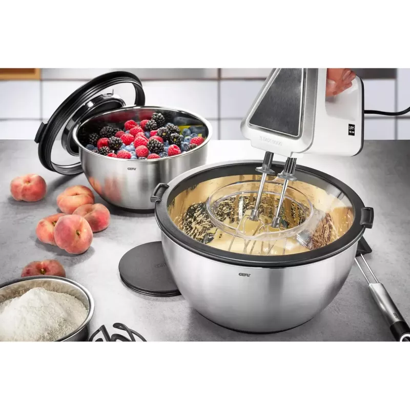 Set GEFU de 2 cuencos con tapas G-35055 — cuencos de plástico apilables y duraderos para mezclar/almacenar