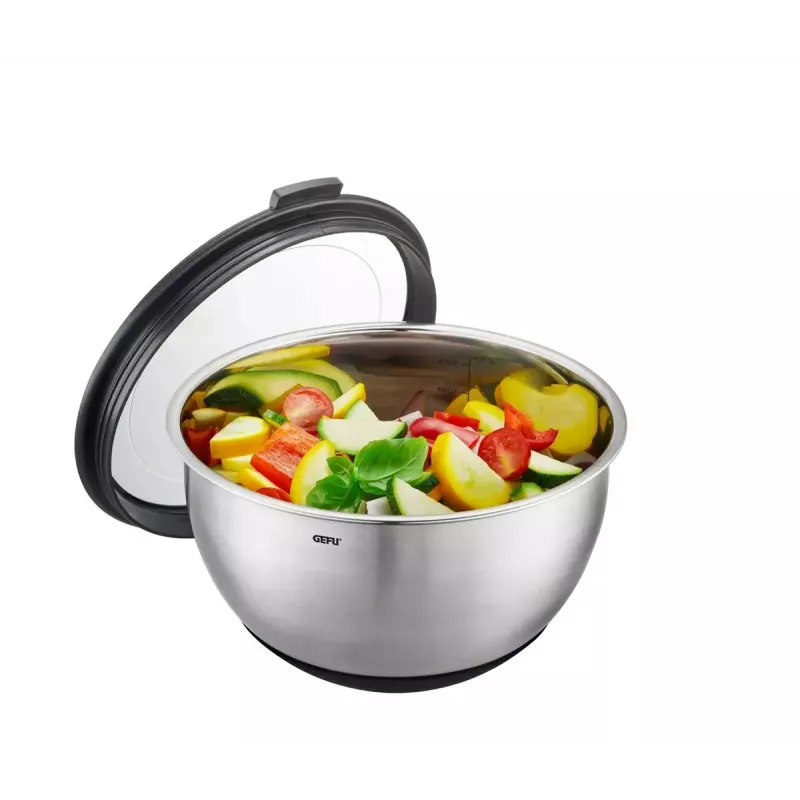 Set GEFU de 2 cuencos con tapas G-35055 — cuencos de plástico apilables y duraderos para mezclar/almacenar