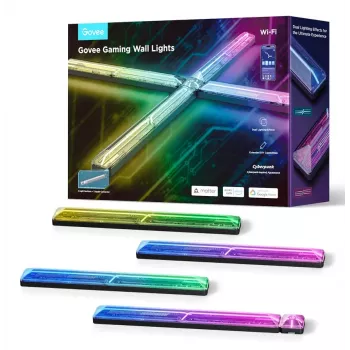 Lámpara de pared inteligente Govee Gaming Wall Lights (4+1) – WLAN/Bluetooth, multicolor, 4 uds., 370×45×30 mm