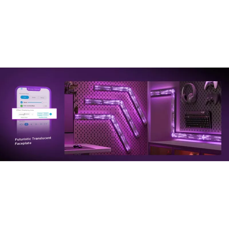 Lámpara de pared inteligente Govee Gaming Wall Lights (4+1) – WLAN/Bluetooth, multicolor, 4 uds., 370×45×30 mm