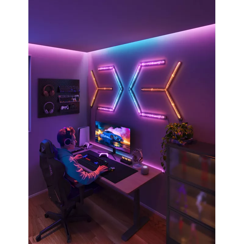 Lámpara de pared inteligente Govee Gaming Wall Lights (4+1) – WLAN/Bluetooth, multicolor, 4 uds., 370×45×30 mm