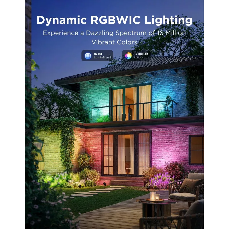 Foco exterior Govee H7093 RGBICWW 750 lm Wi‑Fi 2,4 GHz, RGB + blanco cálido