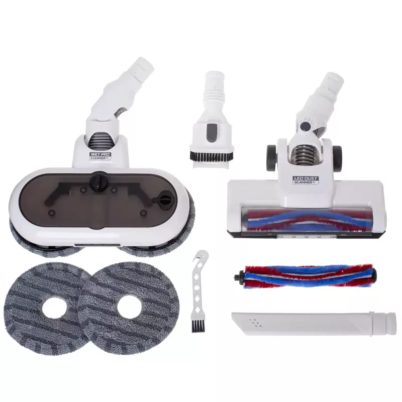 Aspirador de batería Adler AD 7064 2en1 – 350 W máx, 13.000 Pa de succión, batería de 2000 mAh, limpieza en seco y húmedo, 0,6 l de polvo, 0,15 l de agua, pantalla táctil LED, 4 modos