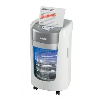 Destructora de documentos Leitz IQ OptiMax Home Office 225 microcorte nivel de seguridad P5 15 L – blanca