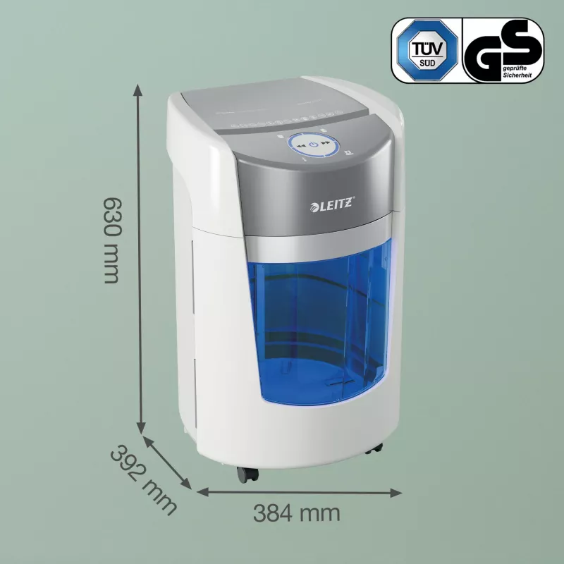 Destructora de documentos Leitz IQ OptiMax Small Office 350 microcorte nivel de seguridad P5 22 L – blanca