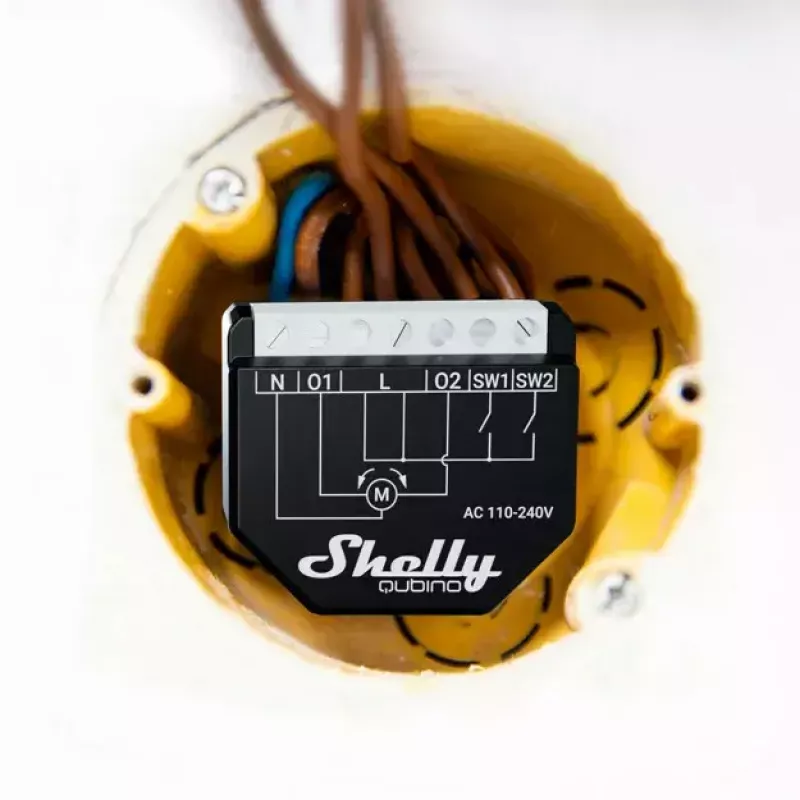 Relé inteligente Shelly Wave Shutter negro 10 A 110–230 V, alcance máx. 40 m, 25 dBmW
