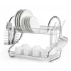Escurridor de platos para encimera Maestro MR-1025-43, metal, 43 cm de ancho, negro, bandeja de escurrido, compartimentos para cubiertos y vasos
