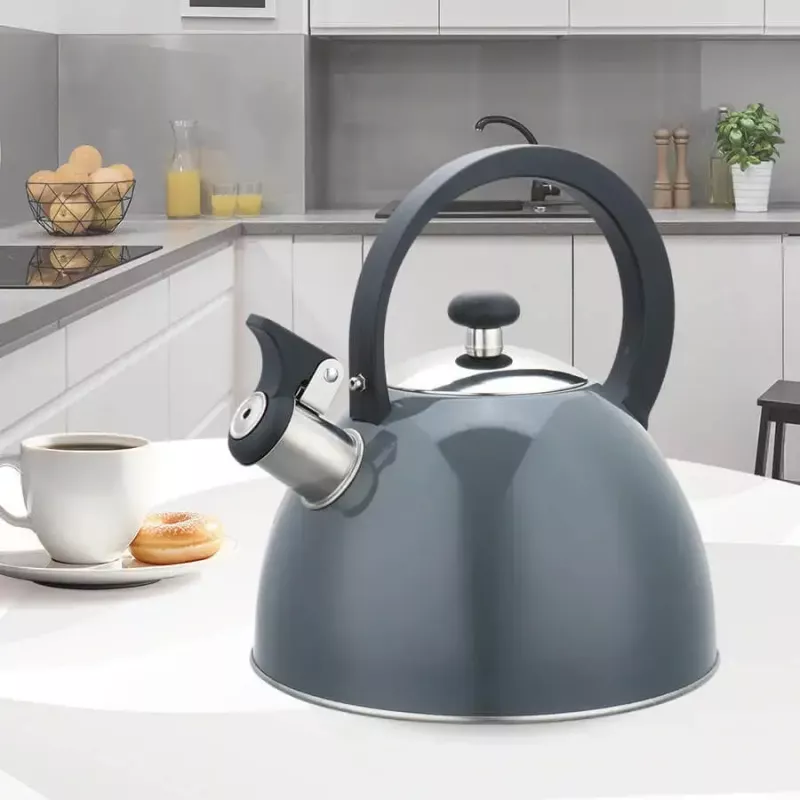 Maestro MR-1302-GREY hervidor con silbato para fogón, 2,5 l, acero inoxidable, gris