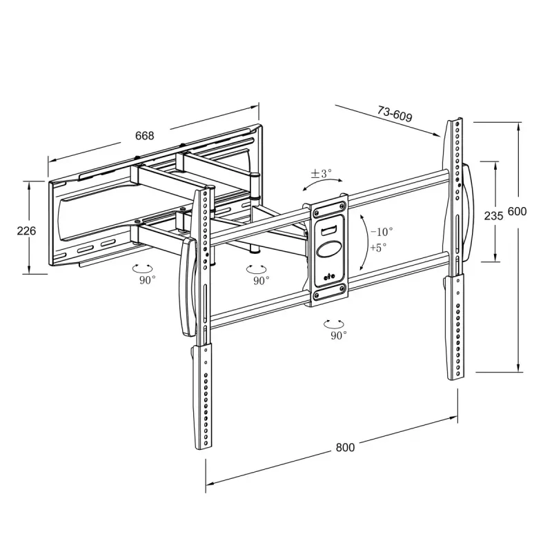 Montis Denali MT162 soporte de TV para pantallas de 37-105 pulgadas, máx. 75 kg, negro