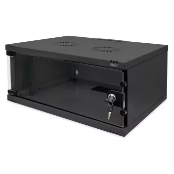 Armario de pared DIGITUS 4U SOHO sin montar 241x540x400mm puerta frontal de cristal negra