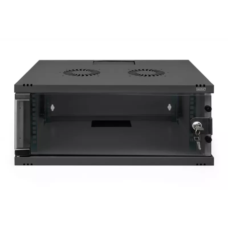 Armario de pared DIGITUS 4U SOHO sin montar 241x540x400mm puerta frontal de cristal negra