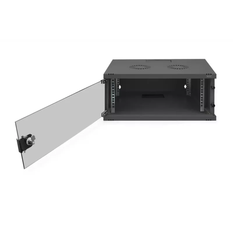 Armario de pared DIGITUS 4U SOHO sin montar 241x540x400mm puerta frontal de cristal negra