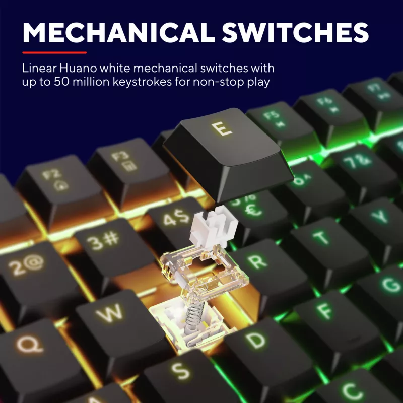 Teclado Trust GXT 868 Torix gaming USB + RF inalámbrico + Bluetooth QWERTY US inglés negro