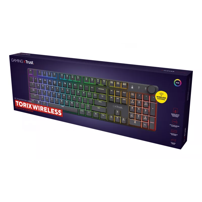 Teclado Trust GXT 868 Torix gaming USB + RF inalámbrico + Bluetooth QWERTY US inglés negro