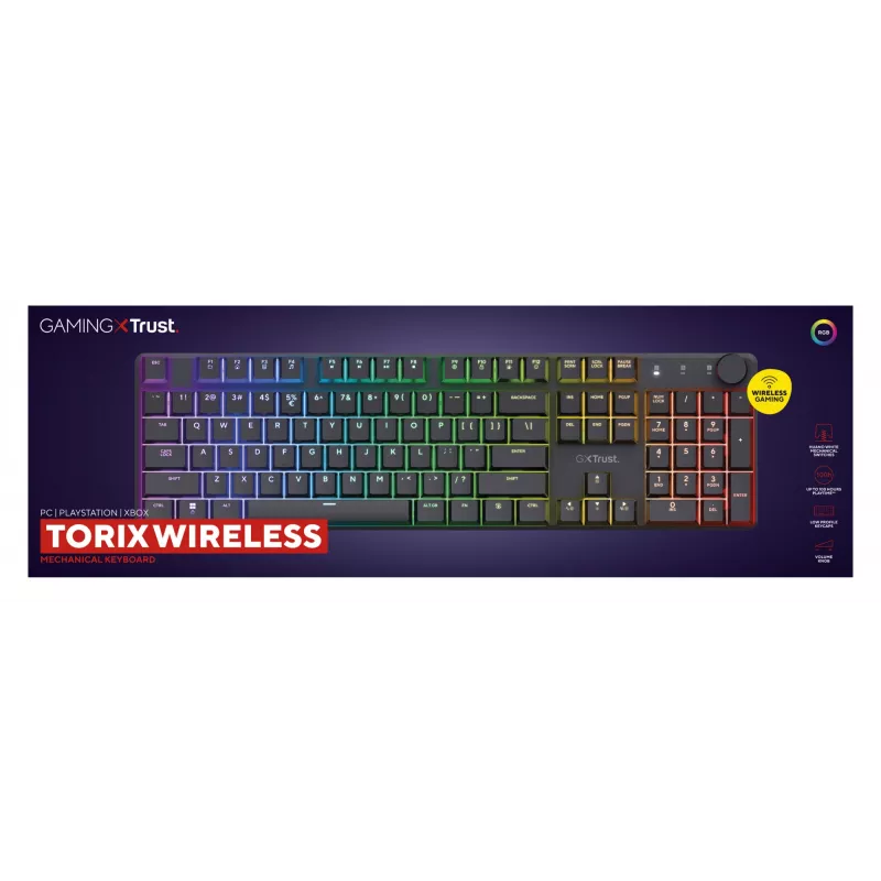 Teclado Trust GXT 868 Torix gaming USB + RF inalámbrico + Bluetooth QWERTY US inglés negro