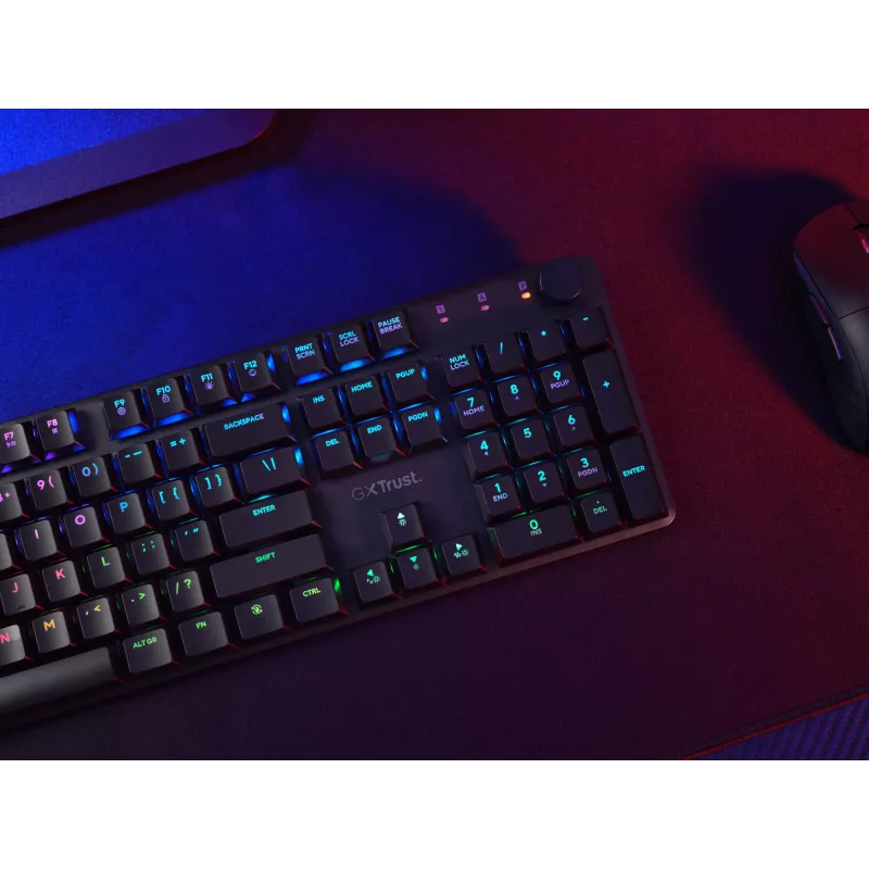 Teclado Trust GXT 868 Torix gaming USB + RF inalámbrico + Bluetooth QWERTY US inglés negro