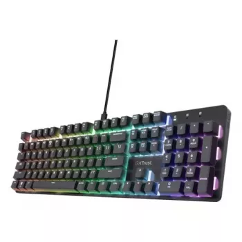 Teclado mecánico gaming con cable TRUST GXT 871 Zora – tamaño completo QWERTY US, RGB, N-Key-Rollover, 104 teclas, aluminio, USB-A, 1,8 m