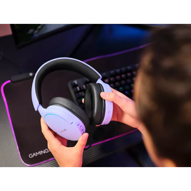 Auriculares Trust GXT 491P FAYZO con cable e inalámbricos diadema gaming USB Type-A Bluetooth negro, lila