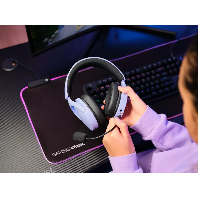 Auriculares Trust GXT 491P FAYZO con cable e inalámbricos diadema gaming USB Type-A Bluetooth negro, lila